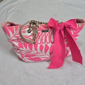 Kate Spade Purse Tote Hot Pink Grant Street Tropical Palm Juno Medium Bag